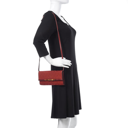 Gucci Monogram Bamboo Bar Clutch Red 2 of 14