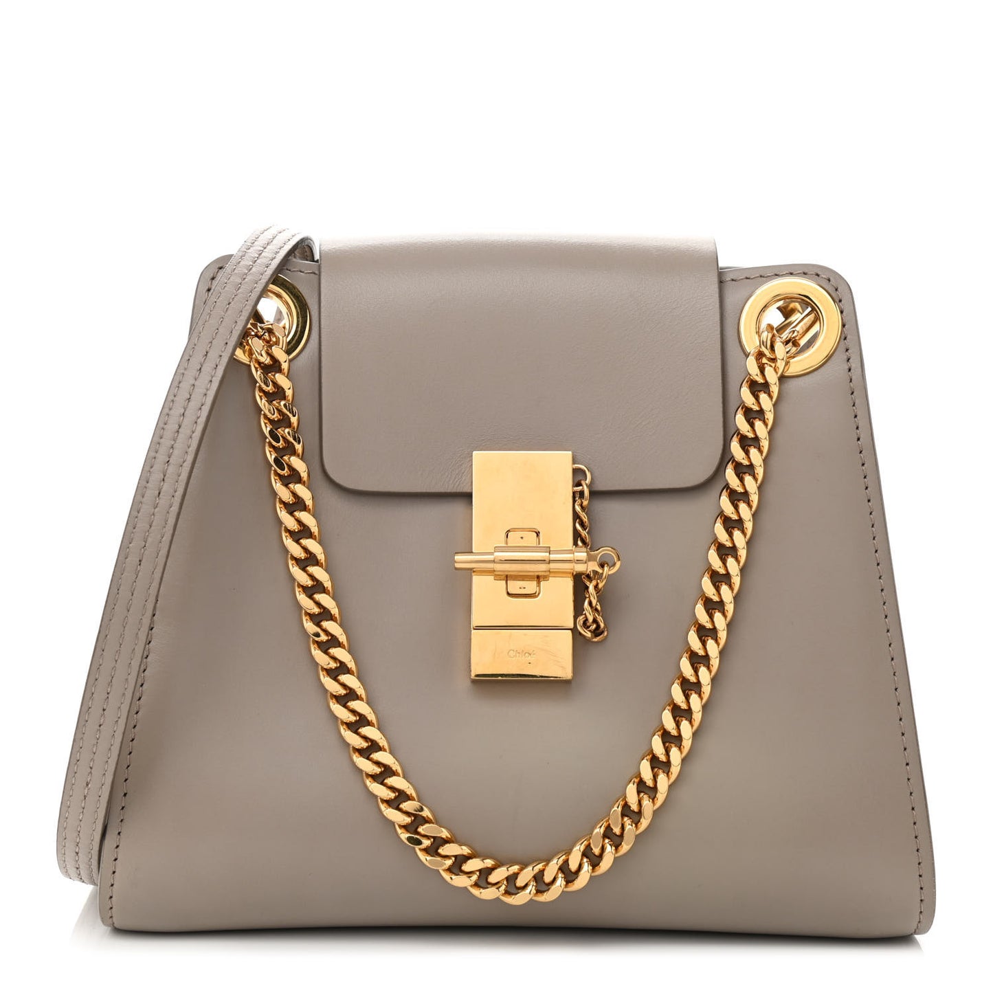 Shiny Calfskin Mini Annie Shoulder Bag Motty Grey