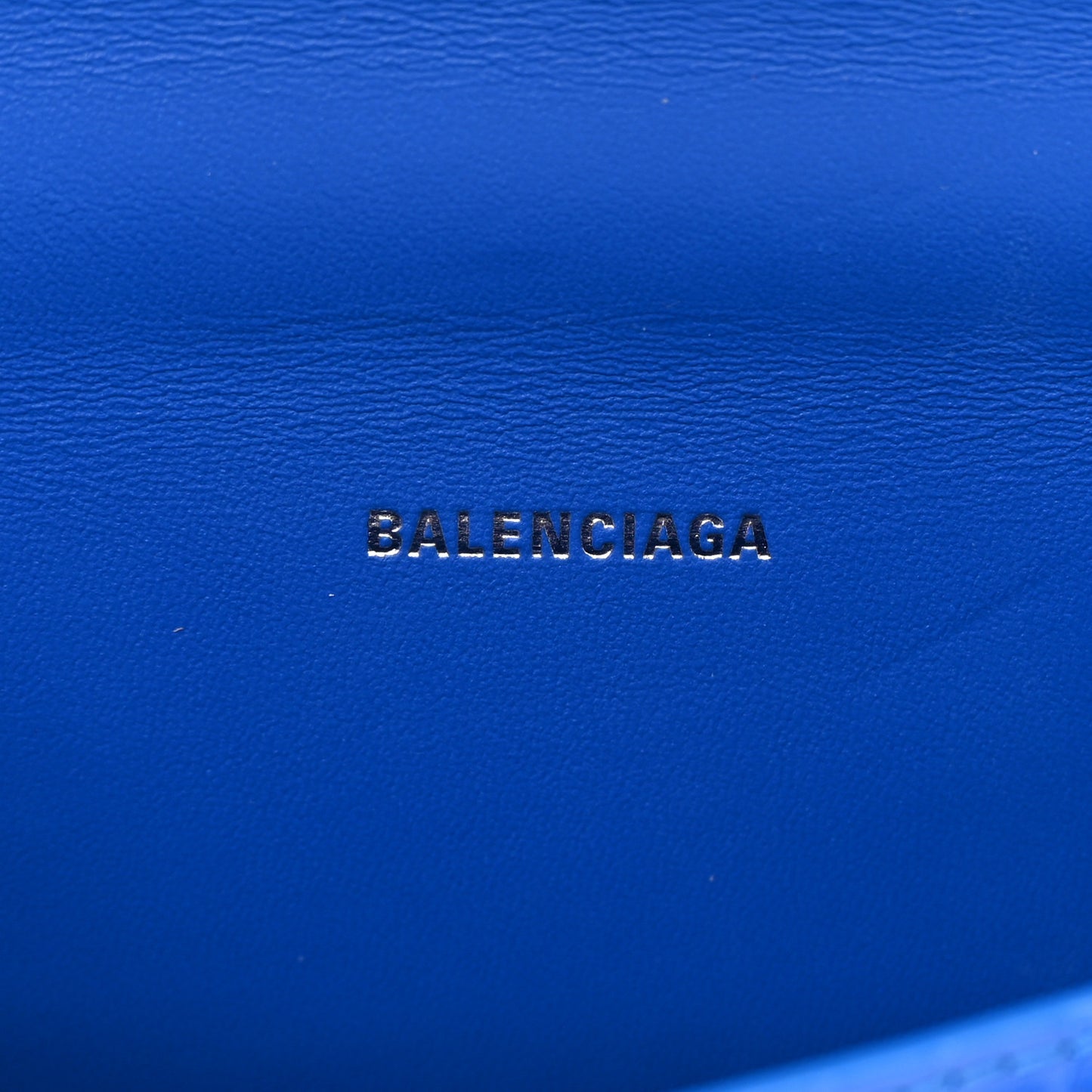 Shiny Calfskin Crocodile Embossed Hourglass Top Handle Bag XS Royal Blue