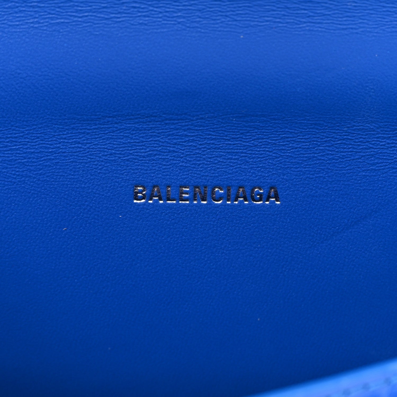 Balenciaga Shiny Calfskin Crocodile Embossed Hourglass Top Handle Bag XS Royal Blue 6 of 15