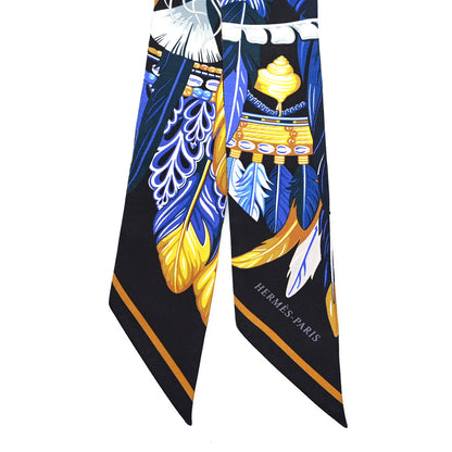 Hermes Silk La Danse Pacifique Twilly Bleu Nuit Jaune Vif 2 of 3