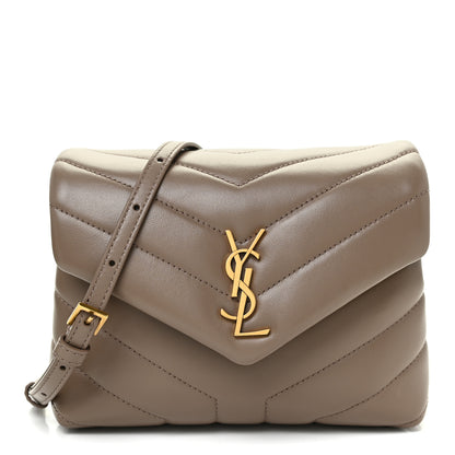 Saint Laurent Calfskin Y Quilted Monogram Toy Loulou Crossbody Bag Taupe 1 of 12