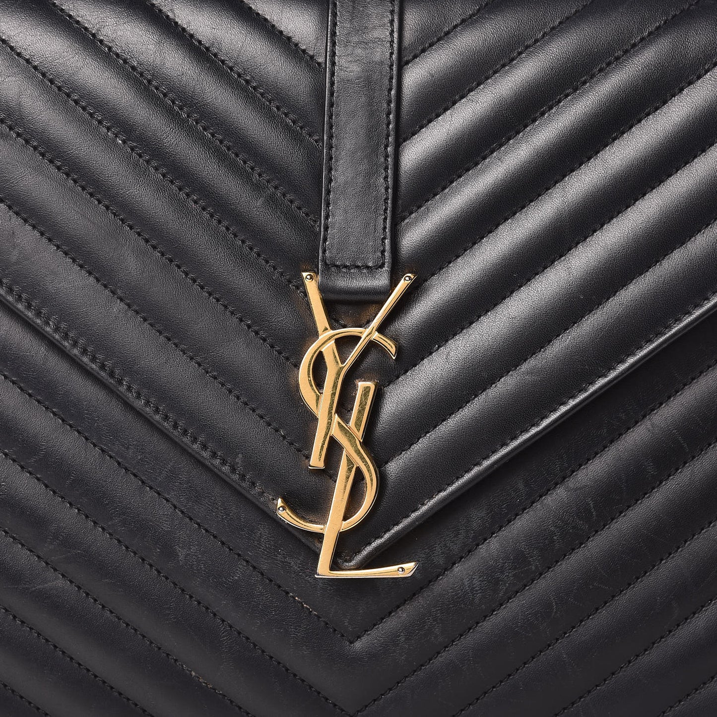 Smooth Calfskin Matelasse Chevron Large Monogram Satchel Black