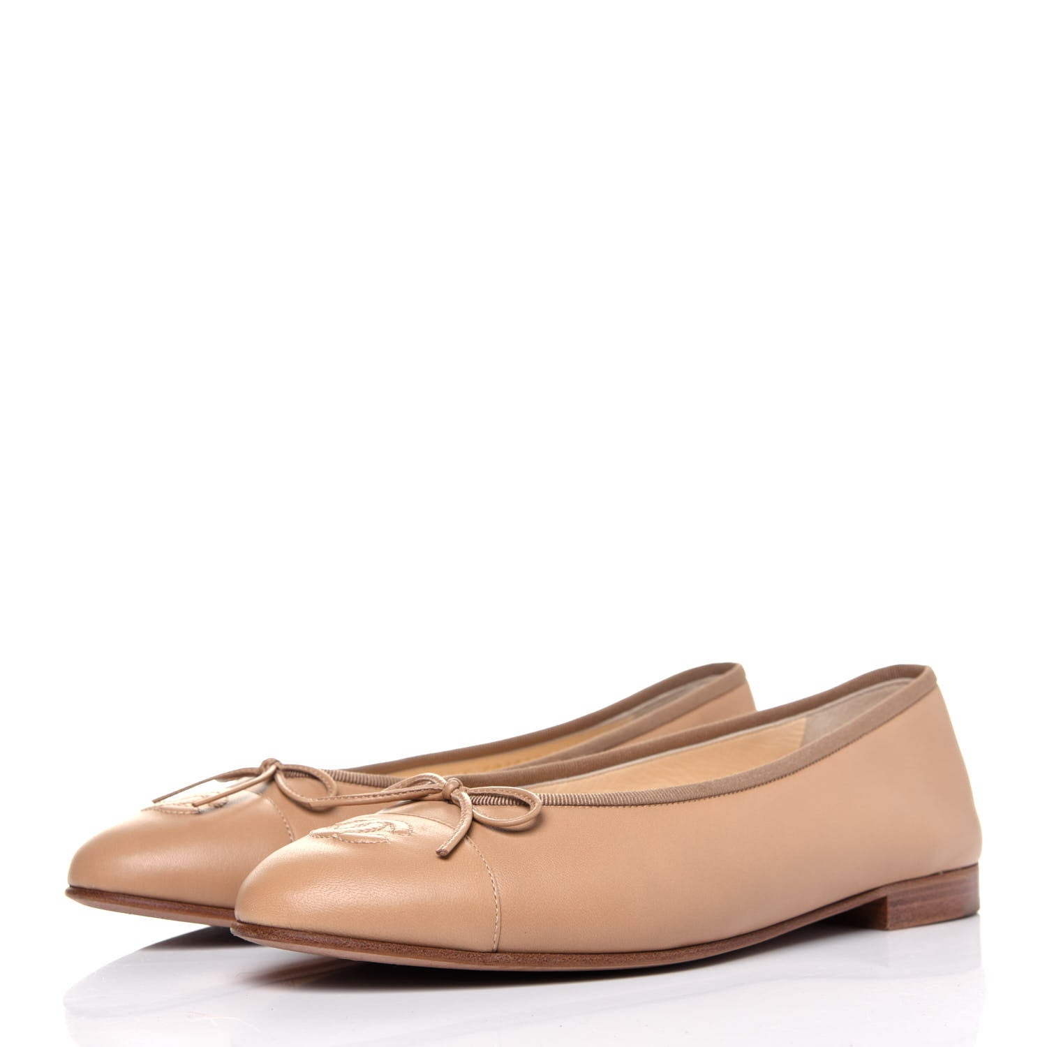 Chanel Lambskin Cap Toe CC Ballerina Flats 41 Beige 3 of 10