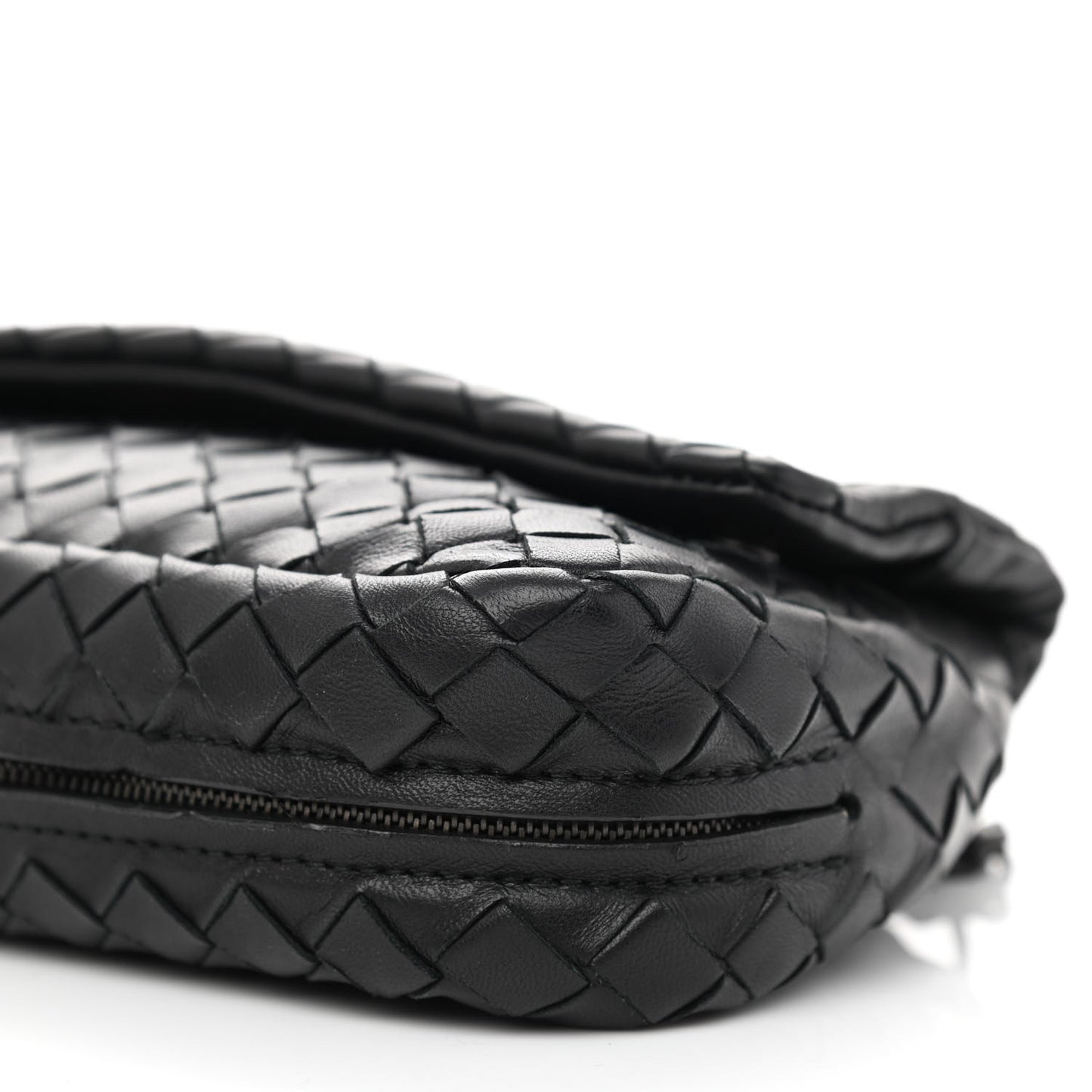 Nappa Intrecciato Mini Chain Messenger Black