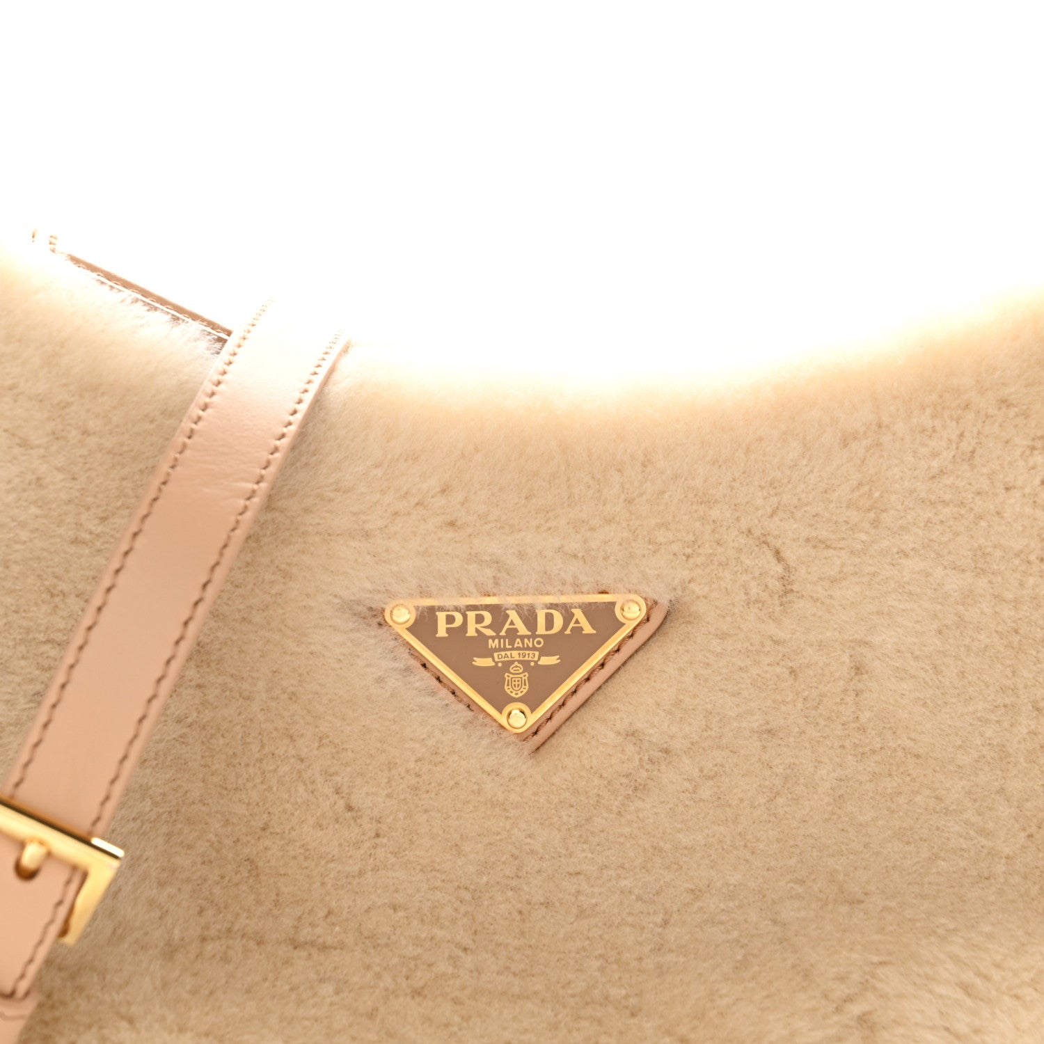 Prada Shearling Arque Shoulder Bag Ecru Noisette 7 of 9