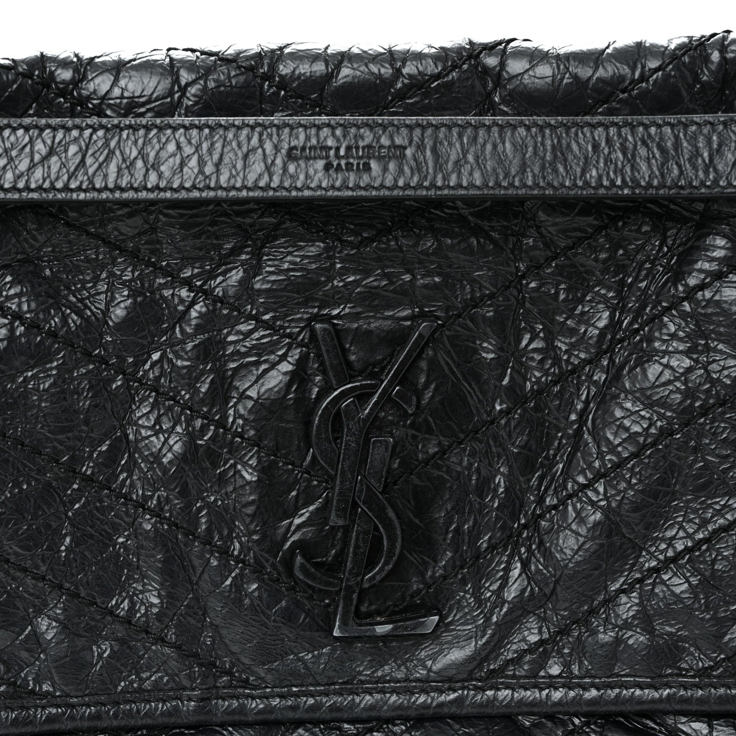 Saint Laurent Crinkled Calfskin Matelasse Monogram Medium Niki Chain Satchel Black 8 of 10
