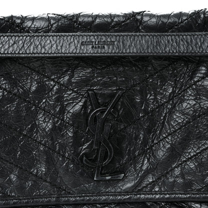 Saint Laurent Crinkled Calfskin Matelasse Monogram Medium Niki Chain Satchel Black 8 of 10