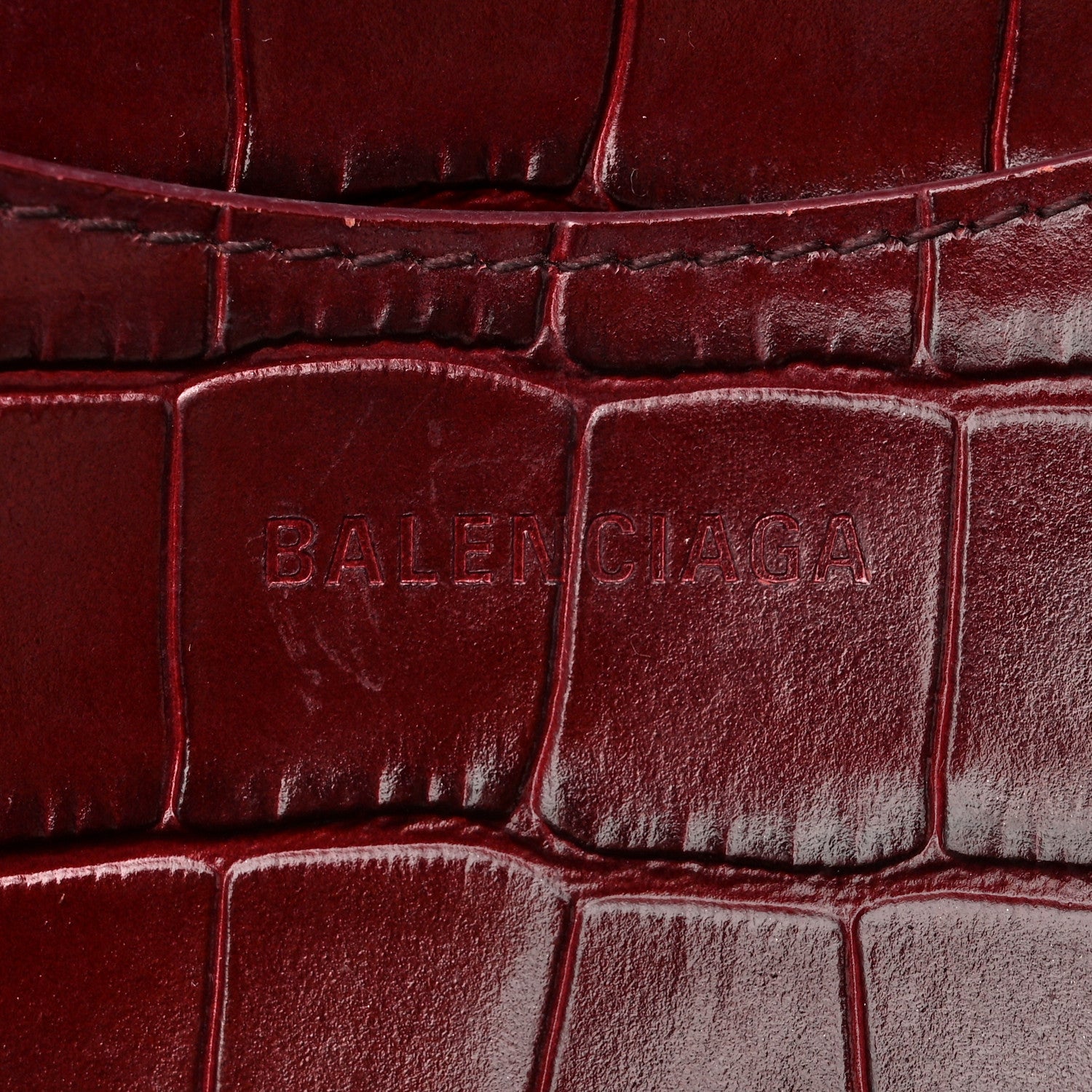 Balenciaga Shiny Supple Calfskin Crocodile Embossed Classic Gold Hardware S City Dark Red 6 of 10