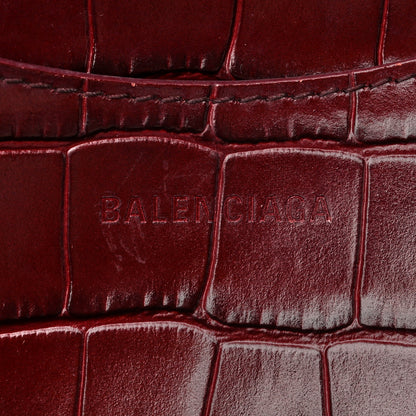Balenciaga Shiny Supple Calfskin Crocodile Embossed Classic Gold Hardware S City Dark Red 6 of 10