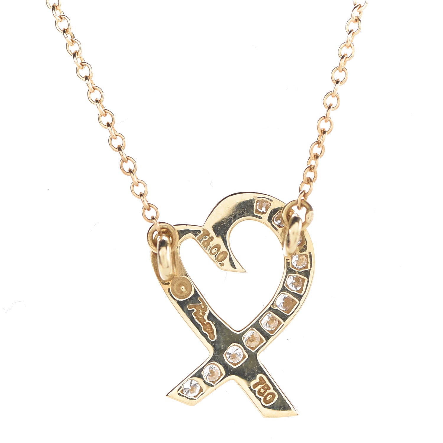 Tiffany 18K Yellow Gold Diamond Small Paloma Picasso Loving Heart Pendant Necklace 5 of 7