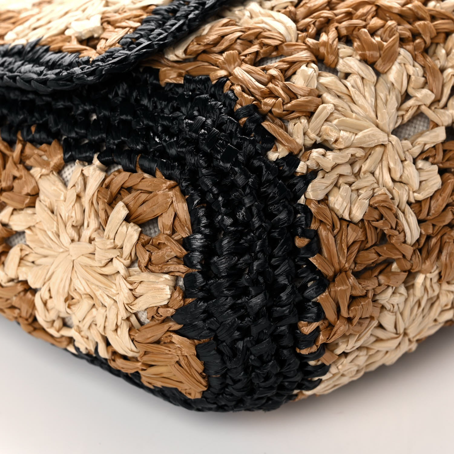Gucci Raffia Azalea Calfskin Crochet Flower Small GG Marmont Shoulder Bag Natural Ecru Black 9 of 10