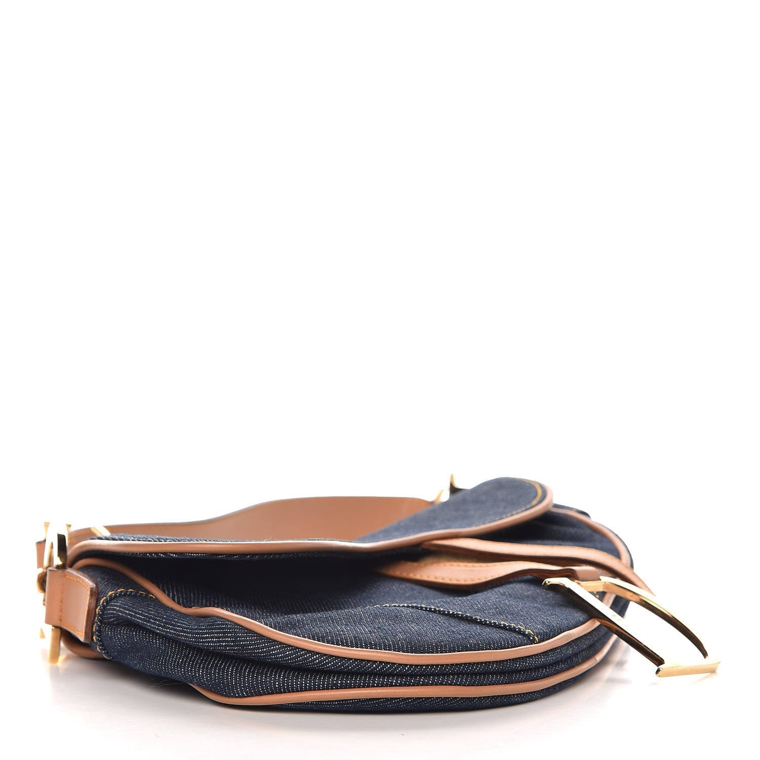 Christian Dior Denim Calfskin Saddle Bag Blue 4 of 7