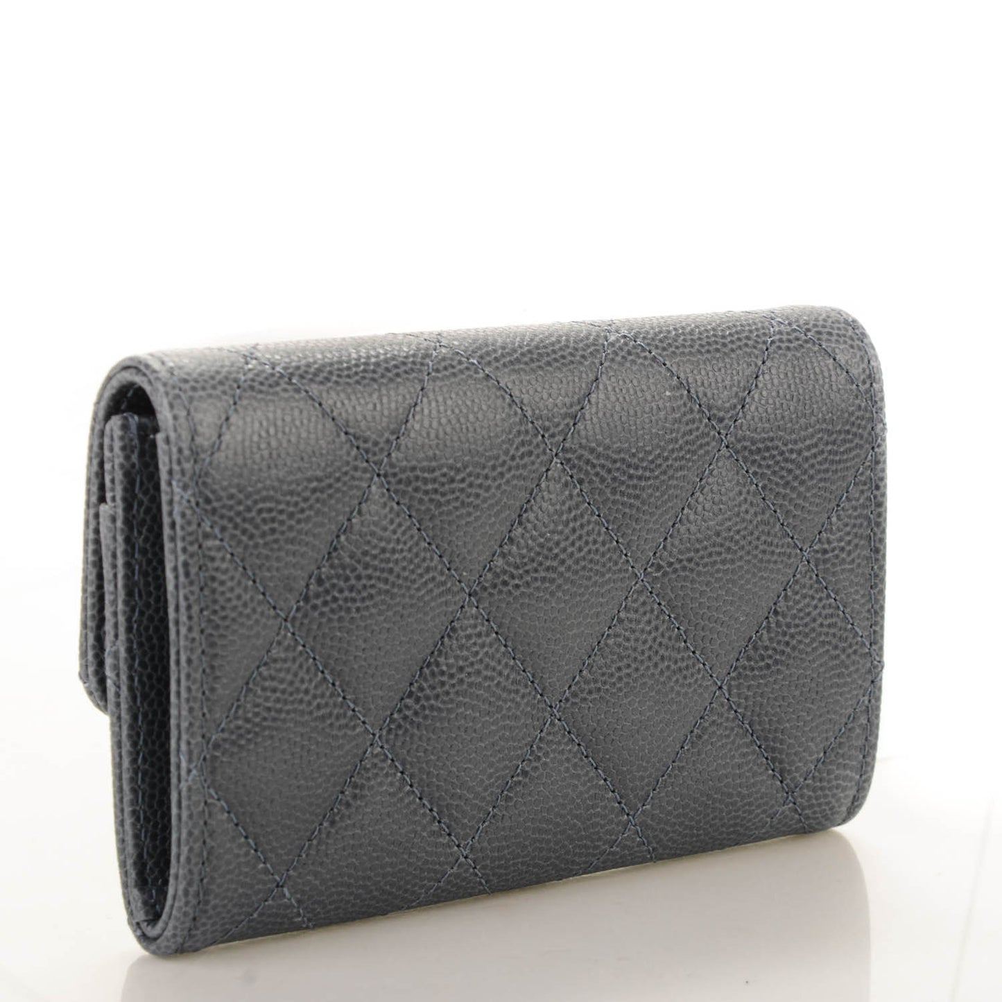 Caviar Quilted Card Holder Grey