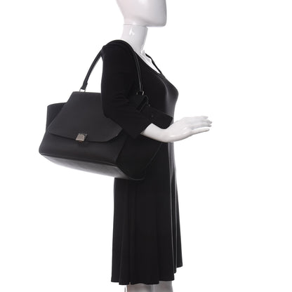 Celine Drummed Calfskin Suede Large Trapeze Black 2 of 14