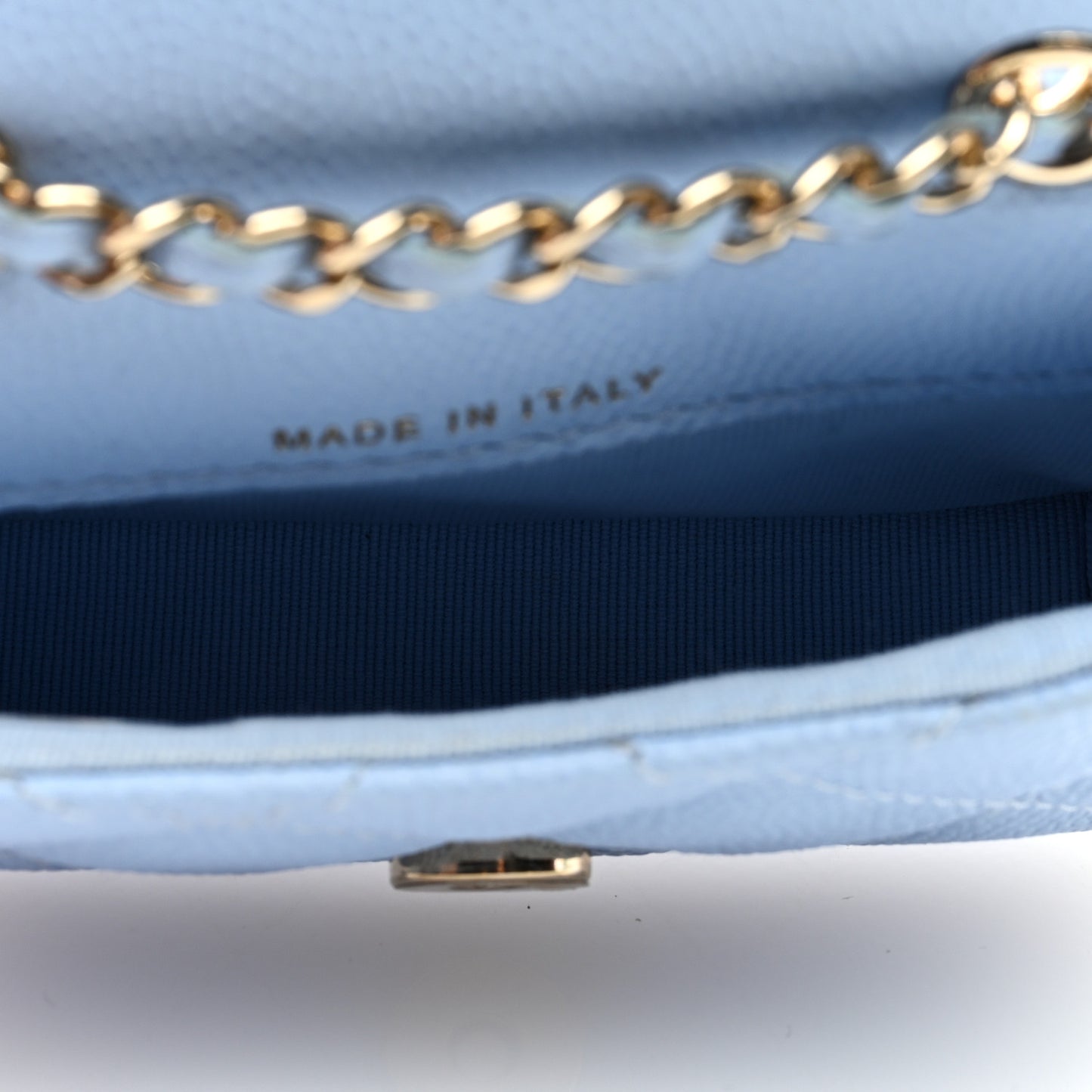 Caviar Quilted Mini Chain Belt Bag Light Blue