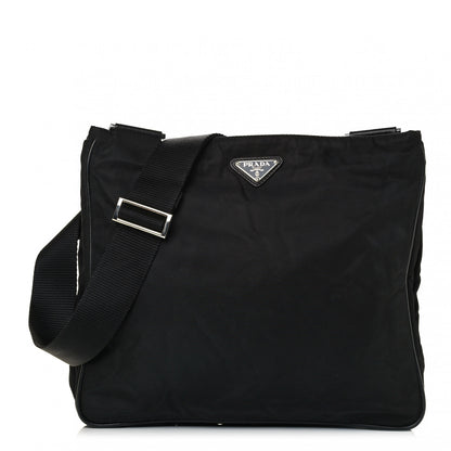 Prada Tessuto Nylon Saffiano Flat Messenger Bag Black 1 of 4