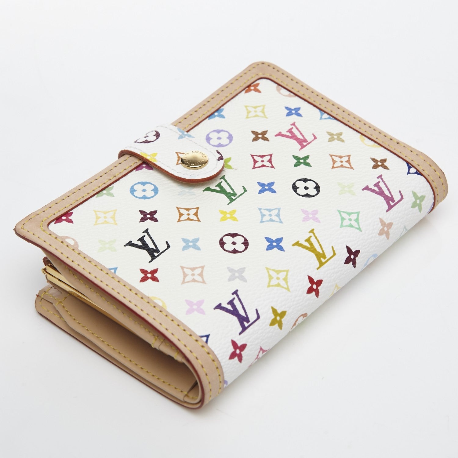 Louis Vuitton Monogram Multicolor French Purse Wallet White 5 of 7