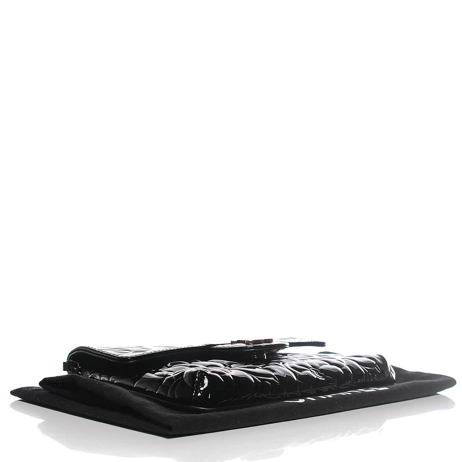 Chanel Patent Camellia Embossed Mini Rectangular Flap Black 4 of 7