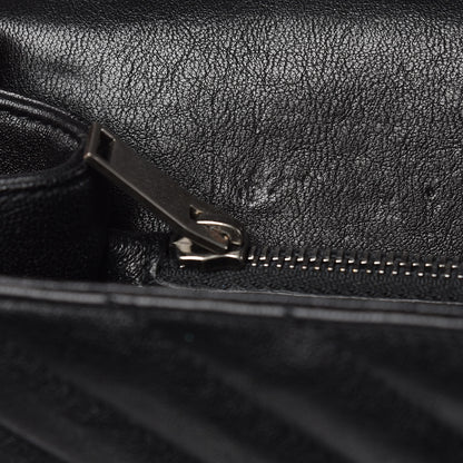 Saint Laurent Sheepskin Matelasse Chevron Monogram Large College Satchel Black 10 of 11