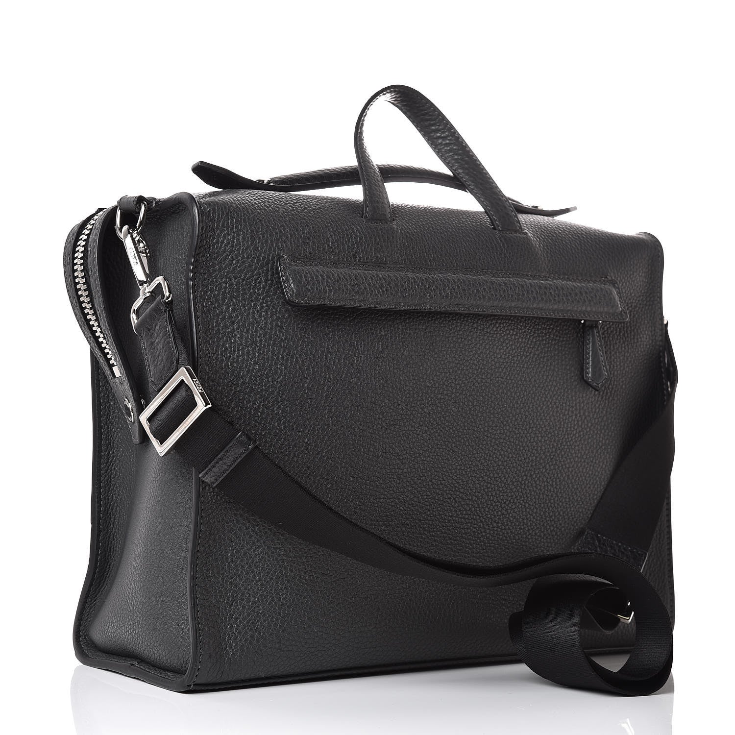 Fendi Cuoio Romano Selleria Fendi Stamp Patch Lui Urban Briefcase Black Black Grigio 4 of 9