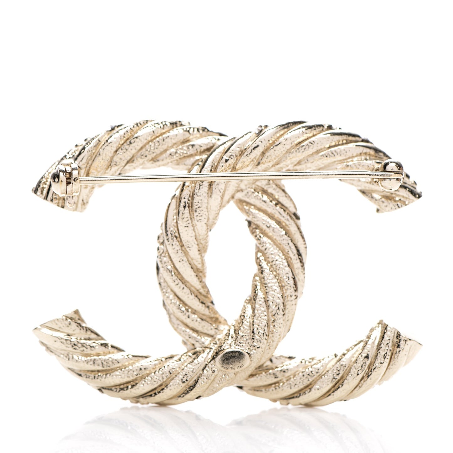Crystal Twisted CC Brooch Light Gold