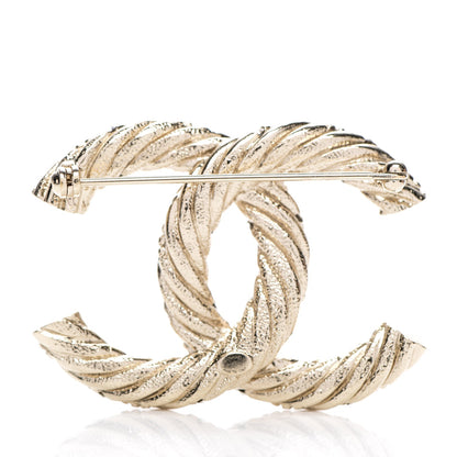 Chanel Crystal Twisted CC Brooch Light Gold 3 of 4