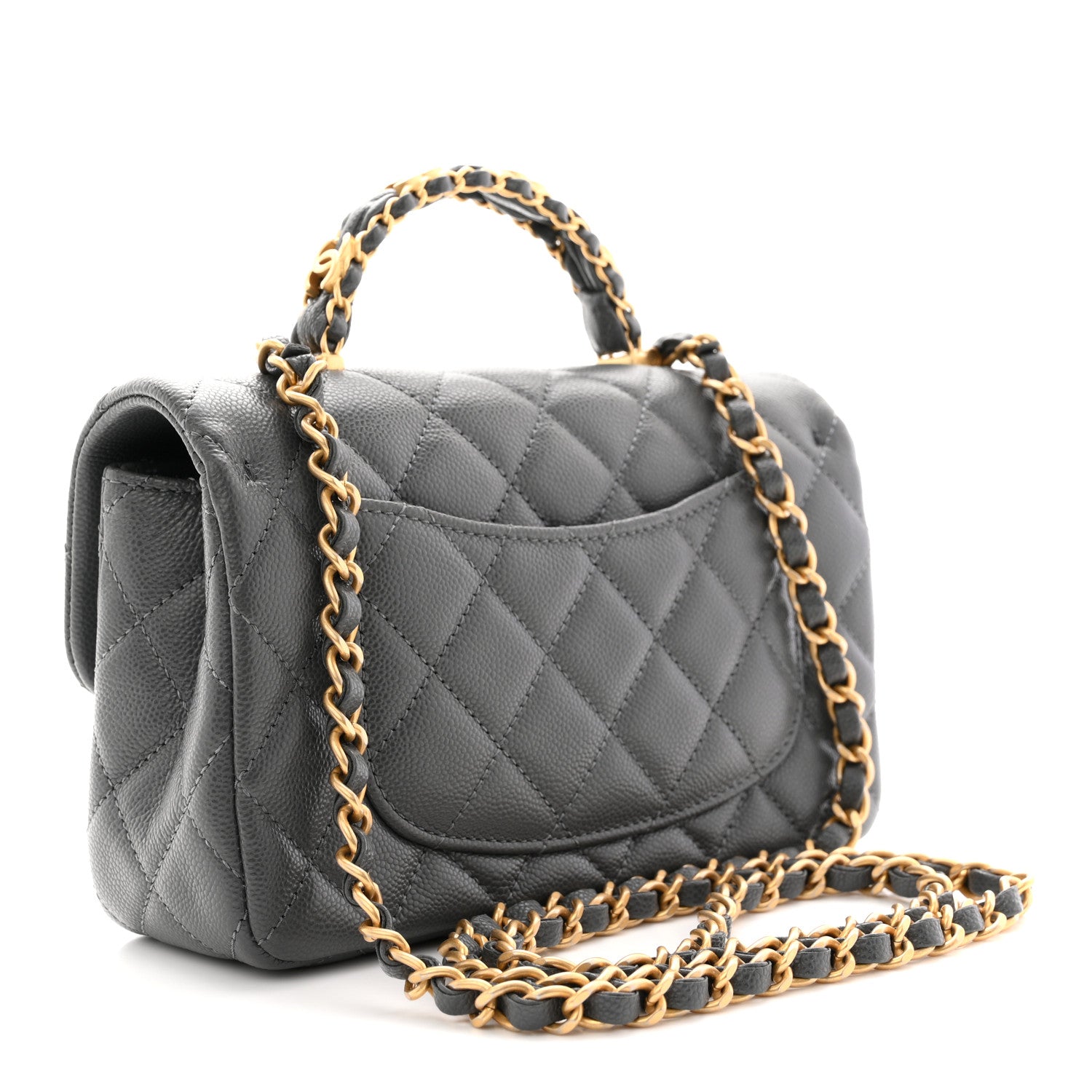 Chanel Caviar Quilted Mini Handy CC Flap Grey 3 of 11