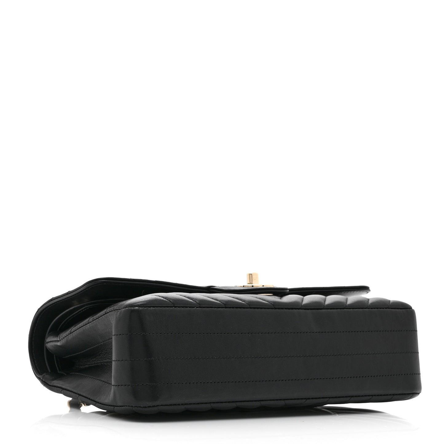 Lambskin Chevron Quilted Medium Double Flap Black