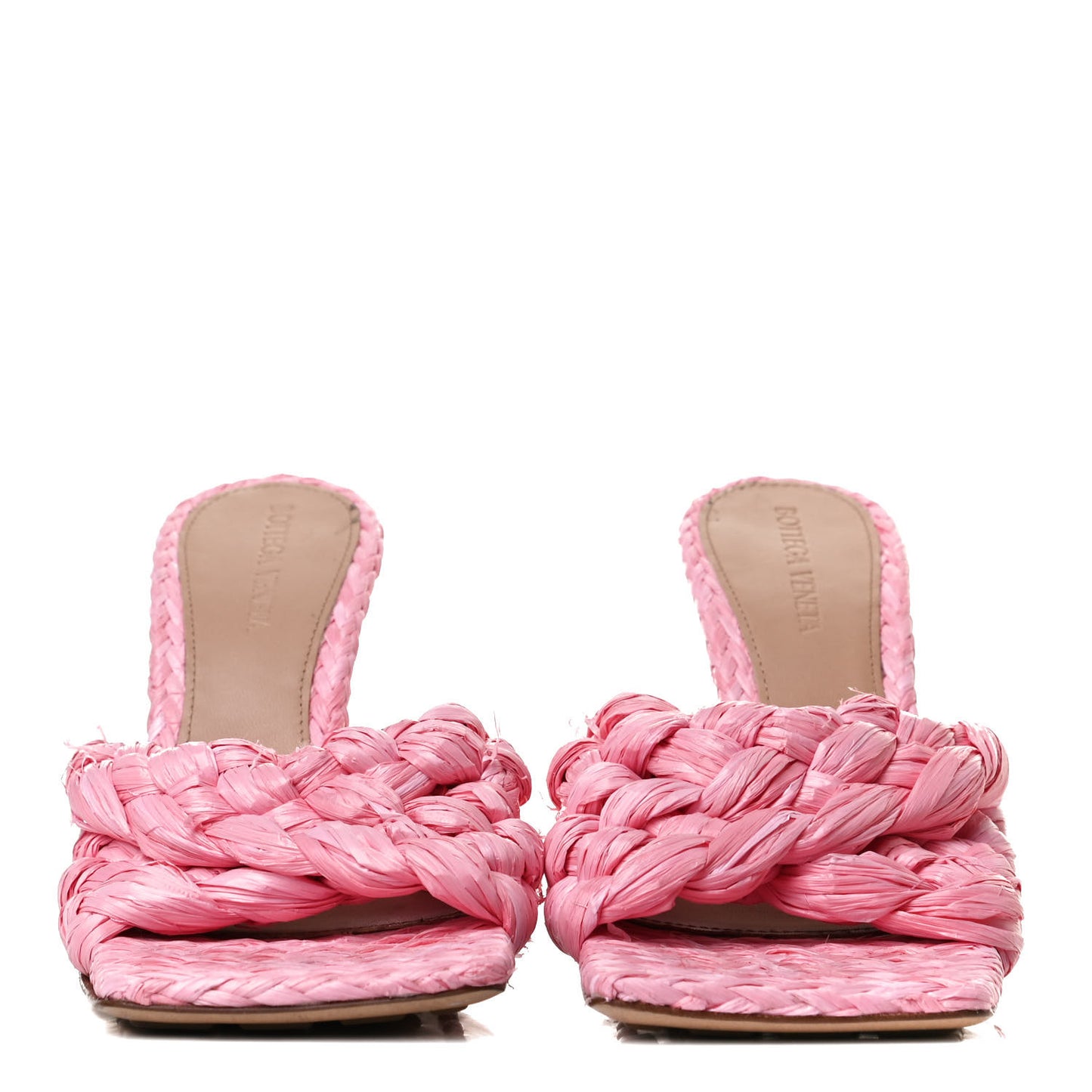 Raffia Twisted Intrecciato Stretch Mule Sandals 37 Blossom