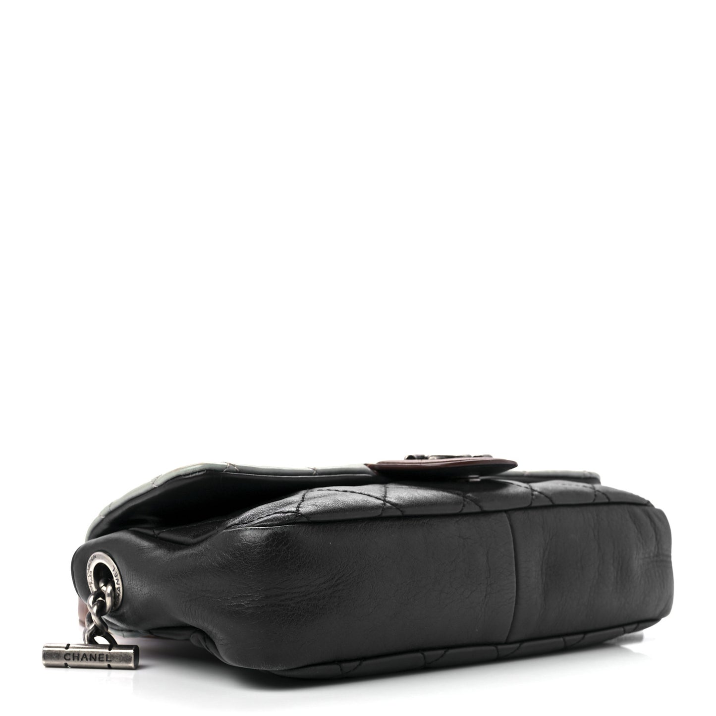 Iridescent Calfskin Tri-Color Country Chic Flap Navy Blue