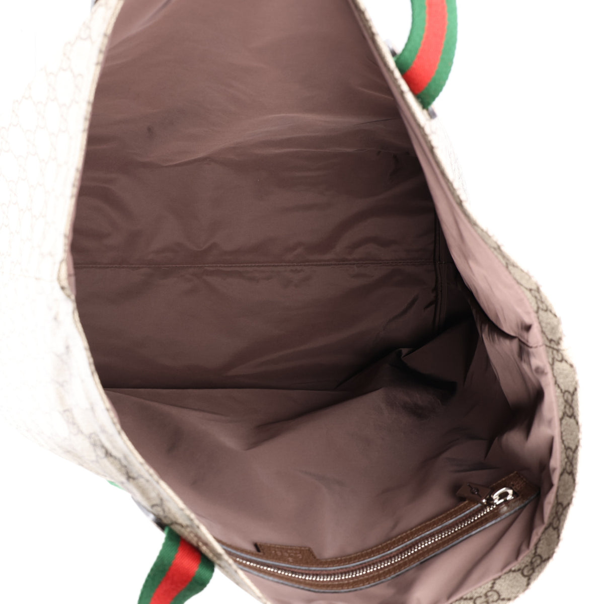Gucci Tender GG Supreme Monogram Textured Dollar Calfskin Web Tote Beige Ebony New Acero 5 of 10