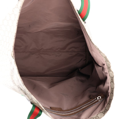 Gucci Tender GG Supreme Monogram Textured Dollar Calfskin Web Tote Beige Ebony New Acero 5 of 10
