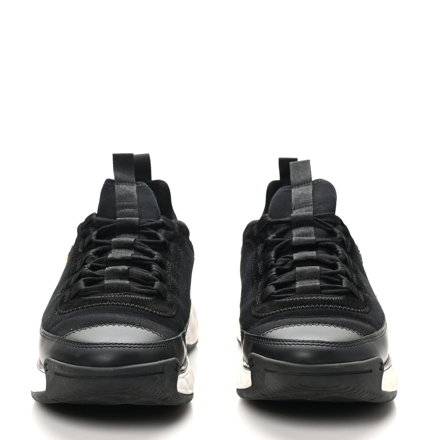 Velvet Calfskin Mixed Fibers CC Sneakers 40.5 Black