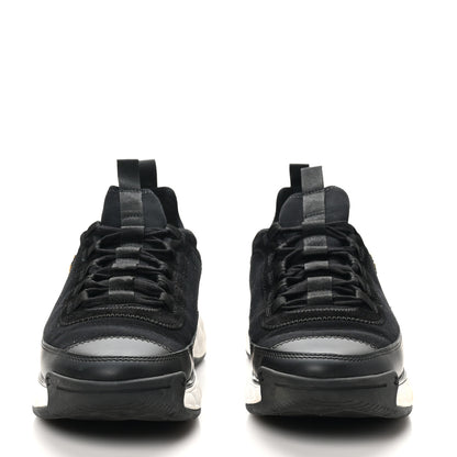 Chanel Velvet Calfskin Mixed Fibers CC Sneakers 40.5 Black 3 of 10