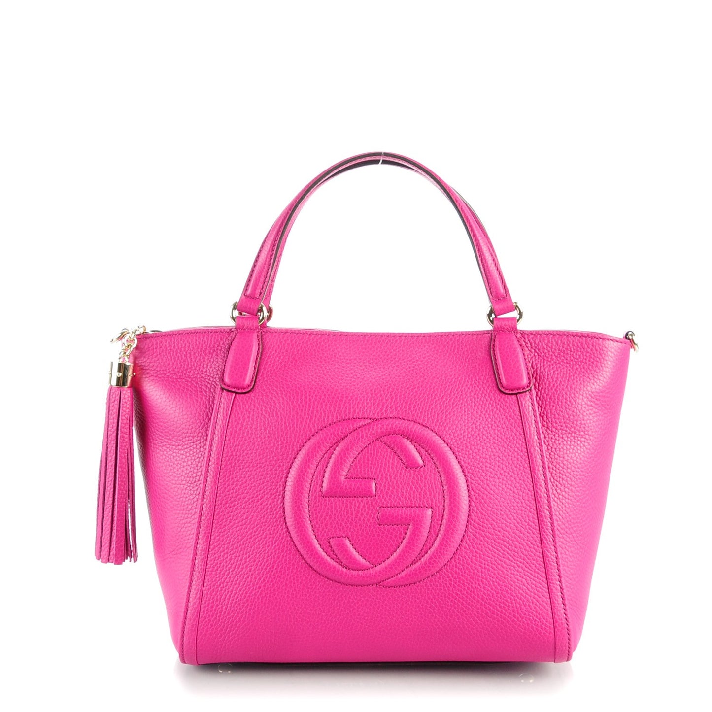 Pebbled Calfskin Small Soho Top Handle Bag Bright Bougainvillea