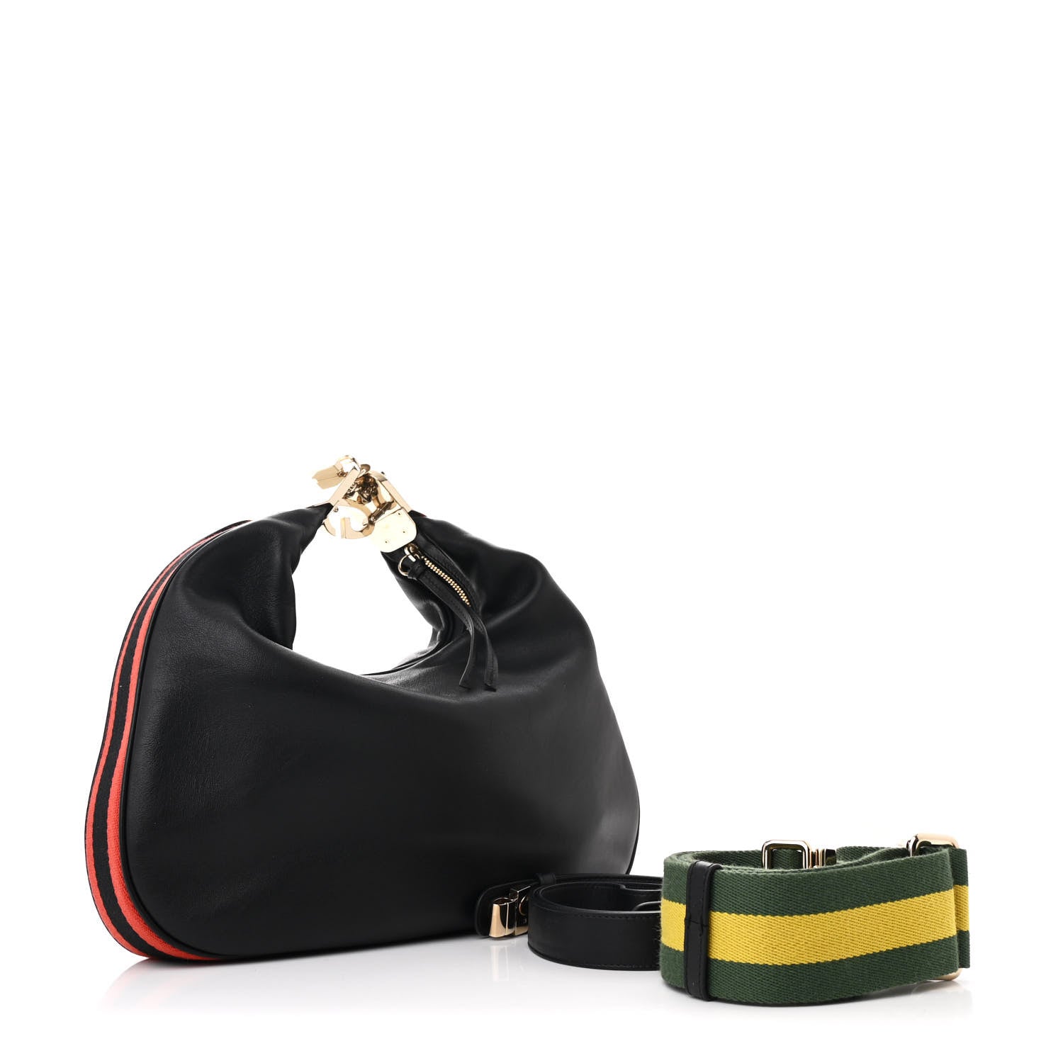 Gucci Aria Calfskin Web Large Attache Shoulder Bag Black 3 of 11