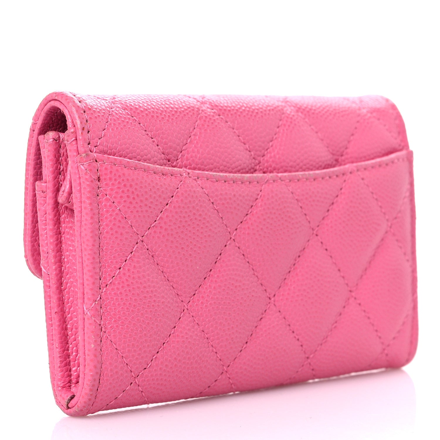 Chanel Caviar Quilted Flap Card Holder Wallet Pink 3 of 17