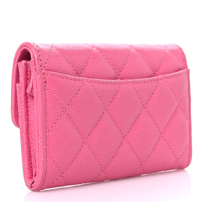 Chanel Caviar Quilted Flap Card Holder Wallet Pink 3 of 17