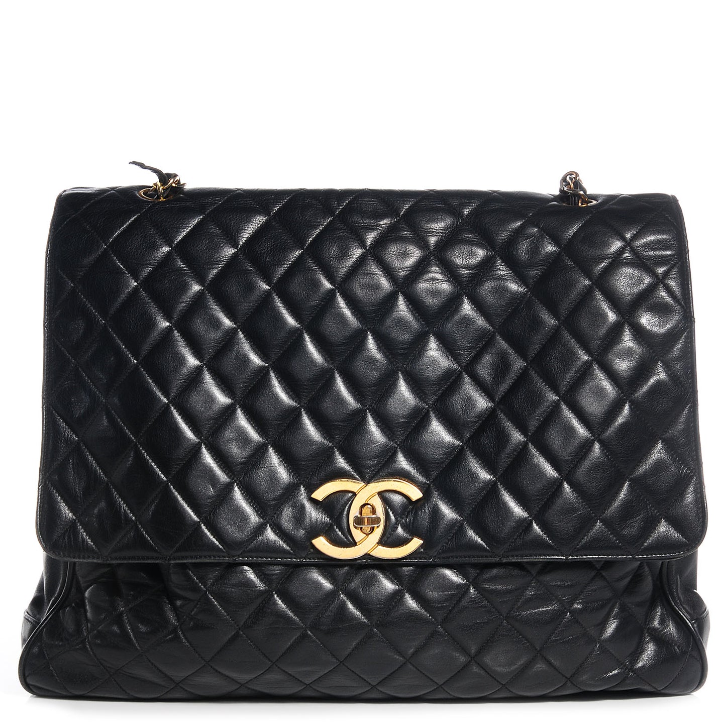 Lambskin Messenger Flap Black