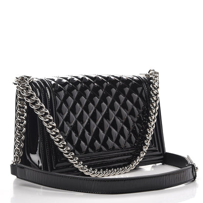 Chanel Patent Calfskin Quilted Medium Plexiglass Boy Flap Black 3 of 9