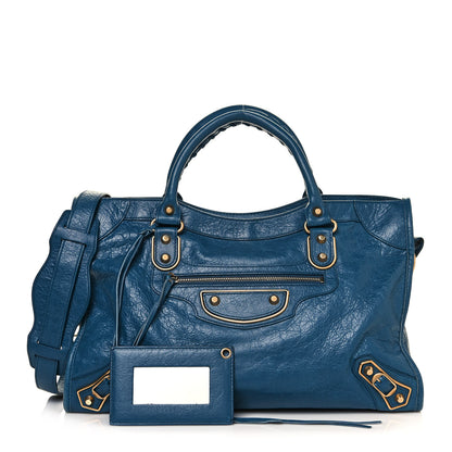 Balenciaga Agneau Arena Gold Hardware Metallic Edge City Bleu Abysse 1 of 13