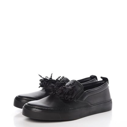 Gucci Calfskin Floral Slip On Sneakers 38 Black 3 of 10