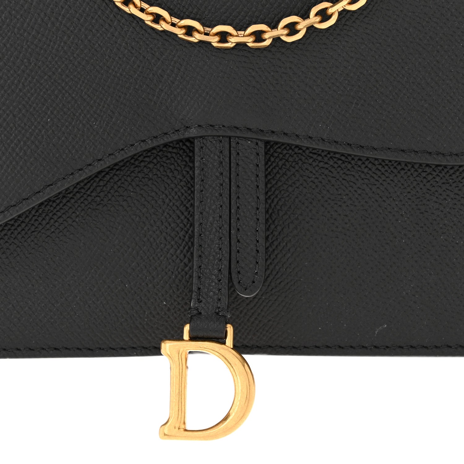Christian Dior Grained Calfskin Saddle Chain Pouch Black 6 of 9