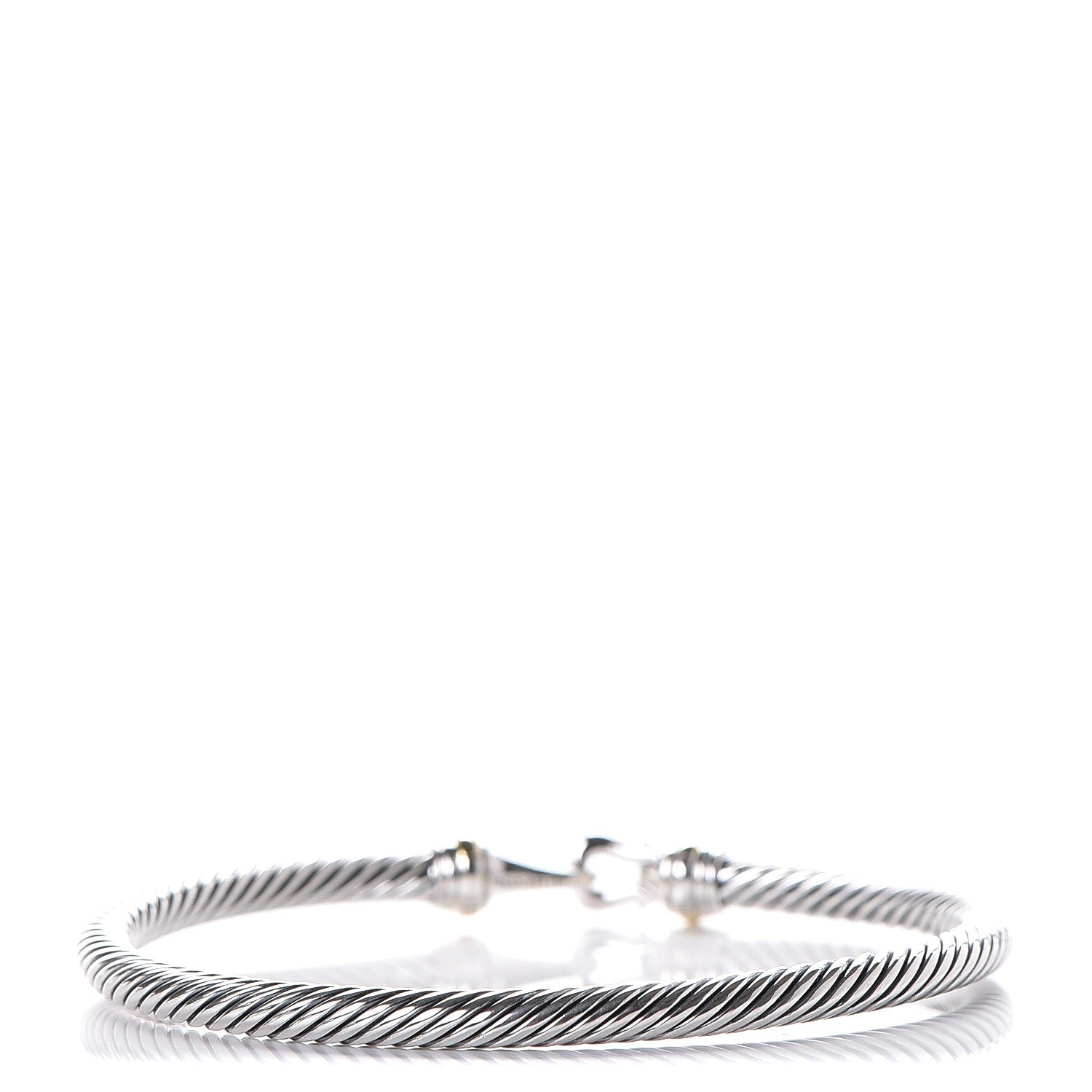 David Yurman Sterling Silver 18K Yellow Gold 4mm Cable Buckle Bracelet 3 of 5