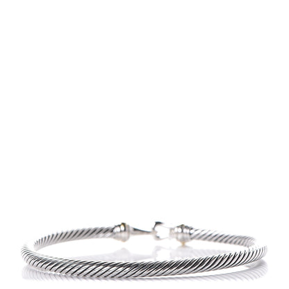David Yurman Sterling Silver 18K Yellow Gold 4mm Cable Buckle Bracelet 3 of 5