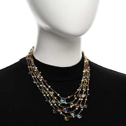 Marco Bicego 18K Yellow Gold Multi Gemstone Five Row Paradise Necklace 2 of 5