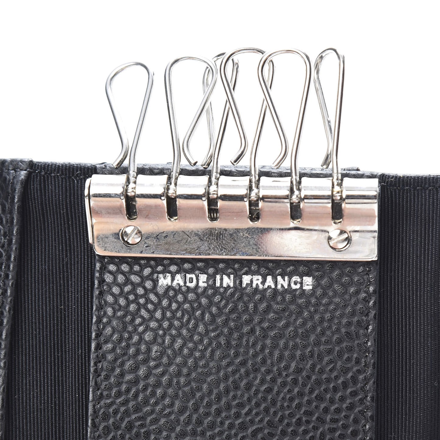 Caviar Quilted 6 Key Holder Black