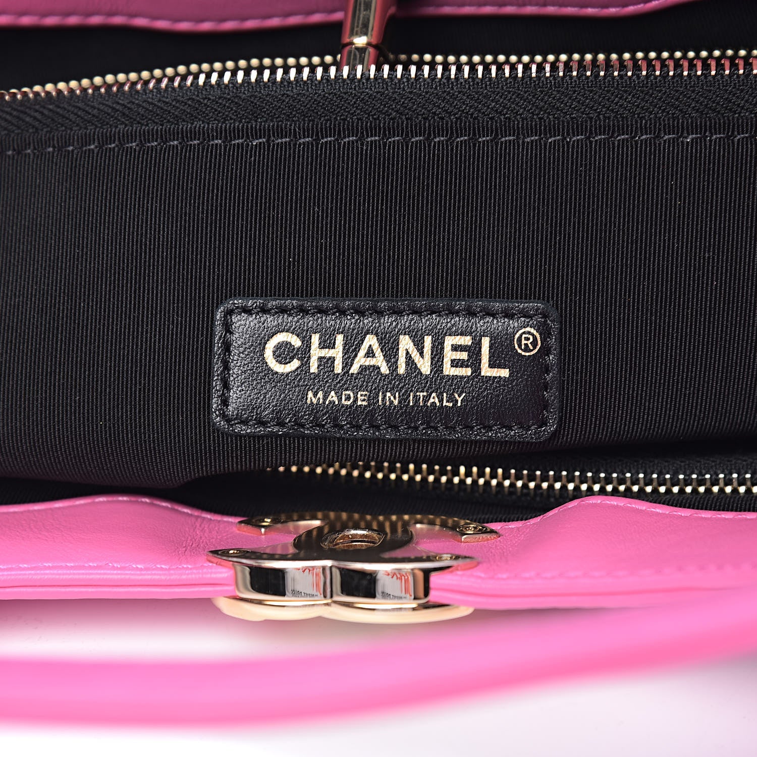 Chanel Patent Calfskin Canvas Printed Medium 31 Shopping Bag Pink 6 of 11