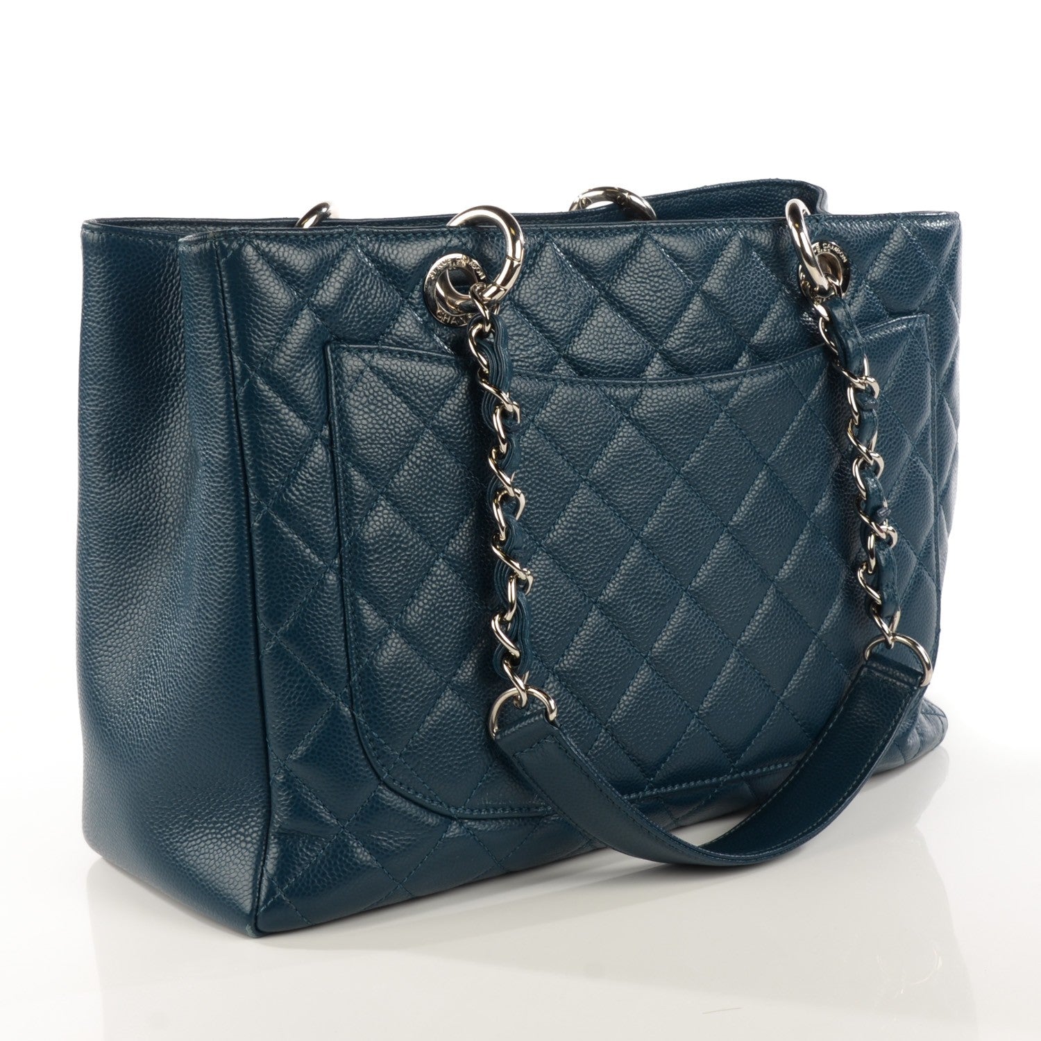 Chanel Caviar Quilted Grand Shopping Tote GST Dark Blue 3 of 7